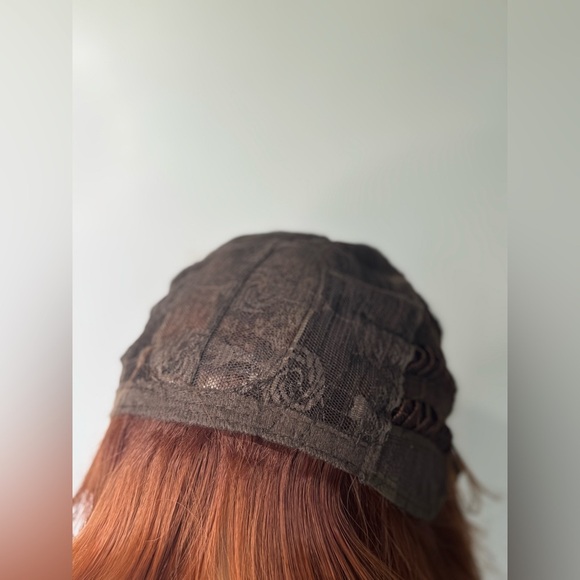 Reddish Copper Long Wavy natural Synthetic Fiber Full Wig With Bangs for dai… - Picture 7 of 12